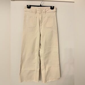 Zara High-Rise Wide Leg Jeans in Cream - Women